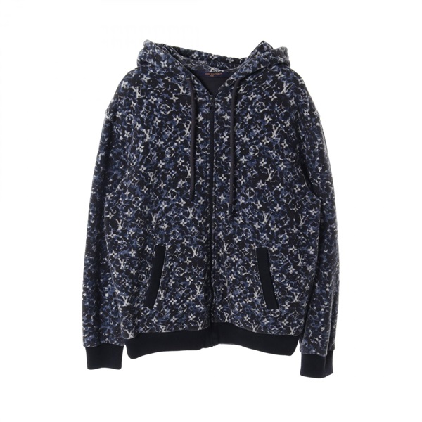 LOUIS VUITTON Monogram zip-through Hoodie HPY33WZA8 cotton Navy Used mens M