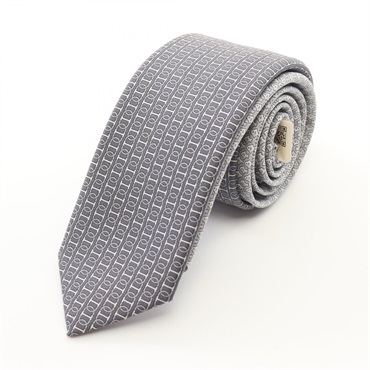 HERMES Tie silk Gray Used mens