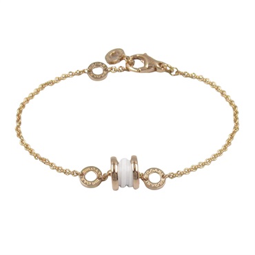 BVLGARI B-zero1 Element Bracelet Ceramic 18KPG Pink Rose Gold White Used Women