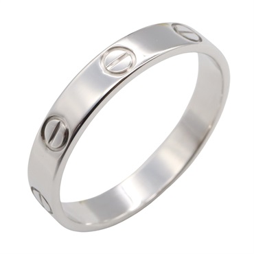 CARTIER Mini Love Ring 18KWG White Gold Used  unisex US size 8 #57