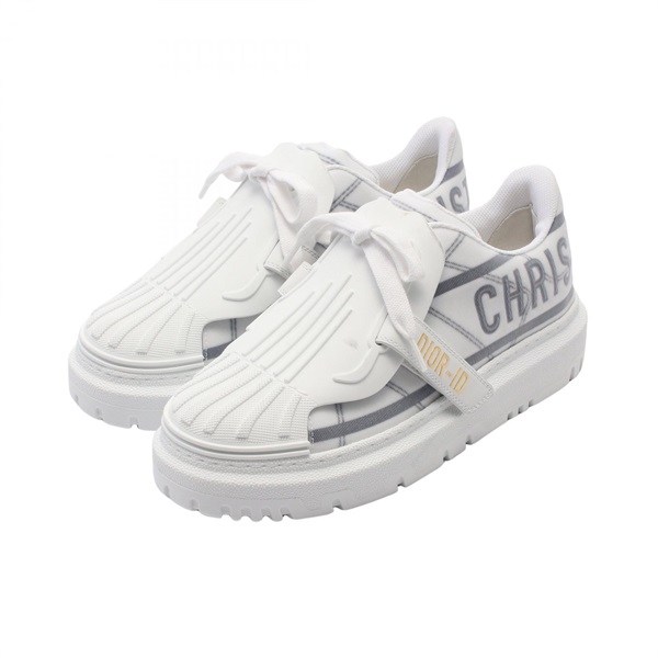 Christian Dior sneakers shoes leather Fabric White Gray Used Women #36