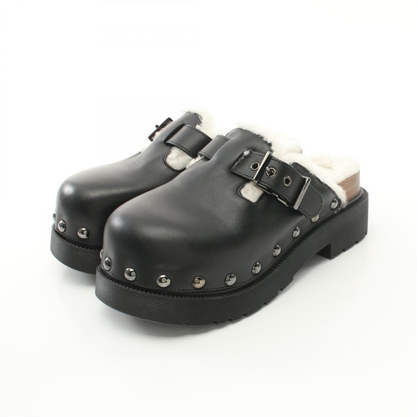 Christian Dior Diorquake Clog Sabot Sandals leather shearing Black Women #35