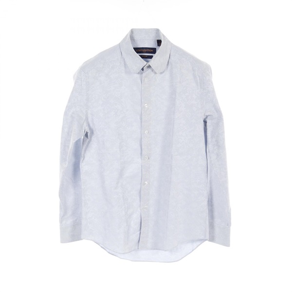 LOUIS VUITTON Monogram Flower Long sleeve shirt HIS41W cotton Blue Used mens XS