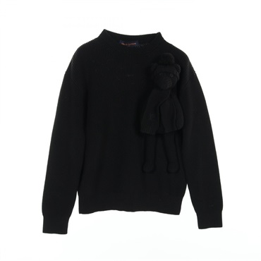 LOUIS VUITTON Stitched Teddy sweater HLN44W cotton polyester Black Used mens XS