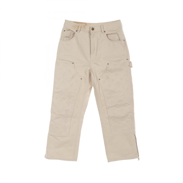 LOUIS VUITTON Monogram Carpenter Long Denim pants HOD45W cotton Beige Used mens
