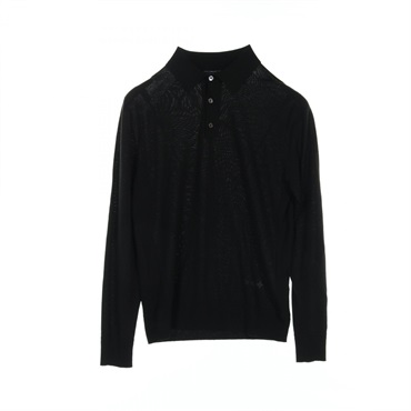 LOUIS VUITTON Monogram flower Polo shirt HFN17W wool Black Used mens XS