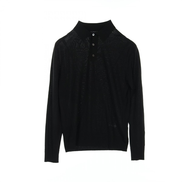 LOUIS VUITTON Monogram flower Polo shirt HFN17W wool Black Used mens XS