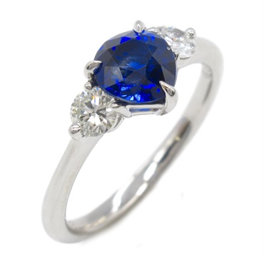 JEWELRY Sapphire Diamond Ring Pt900 Platinum Blue Used women US size 5.25