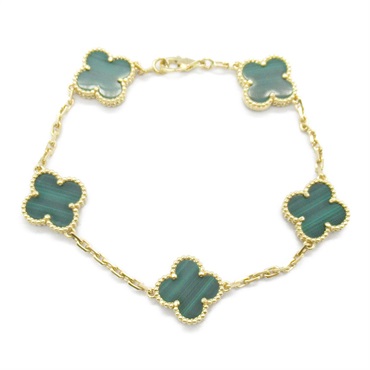 Van Cleef & Arpels Vintage Alhambra Malachite Bracelet 18KYG Yellow Gold used