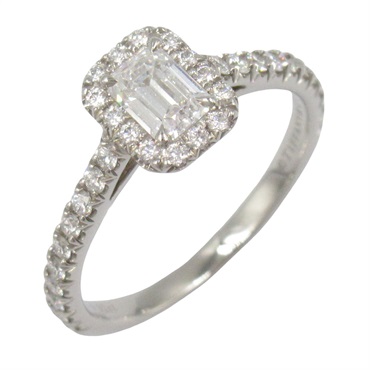 TIFFANY＆CO Soleste emerald cut diamond Ring Pt950 Used women US size 3.75
