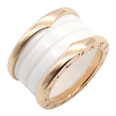 BVLGARI B-zero1 Ring 4-Band Ceramic 18KPG Pink Rose Gold Used unisex US size 5