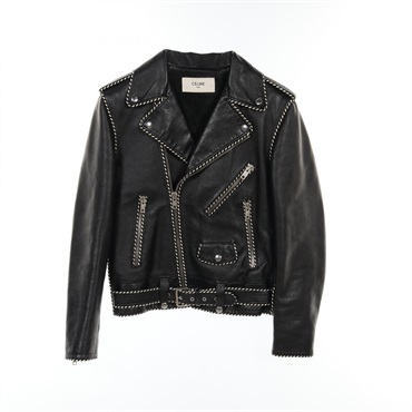 CELINE biker jacket 2E349599E leather Black Used mens #44