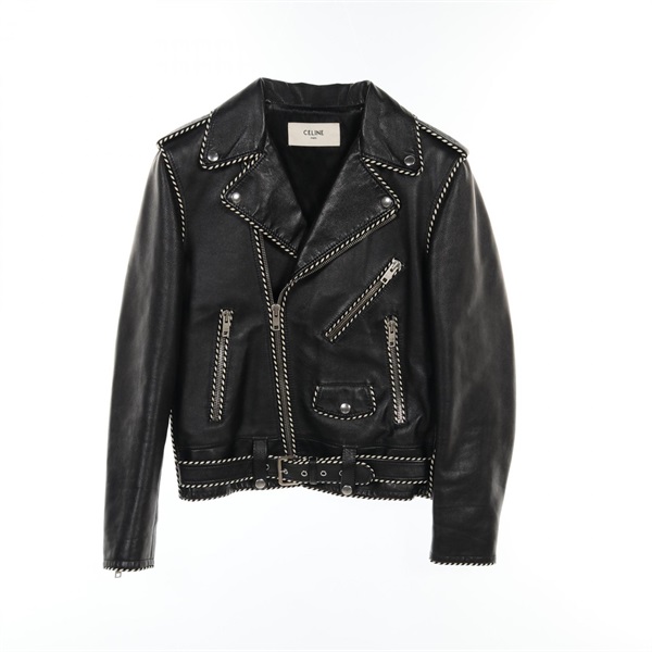 CELINE biker jacket 2E349599E leather Black Used mens #44
