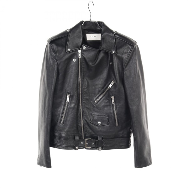 CELINE Classic Biker Jacket 2E158599E leather Black Used mens #50