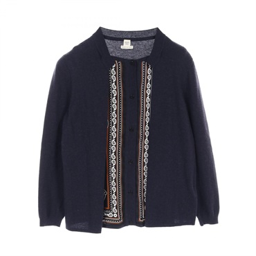 HERMES Les Cles Bandana cardigan Jacket 67-7762 silk wool Navy Used Women #38