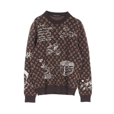LOUIS VUITTON Monogram knitwear RM232 ZLL HPN952W wool Brown Used mens M