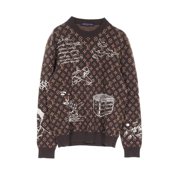 LOUIS VUITTON Monogram knitwear RM232 ZLL HPN952W wool Brown Used mens M