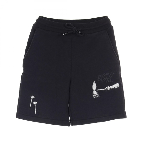 LOUIS VUITTON LV Multi Tool Embroidery Pants RM231 cotton Black Used Women XS