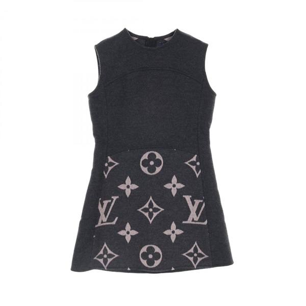 LOUIS VUITTON Monogram Dress RW202W TUV FJDR04 wool silk Gray Used Women #38