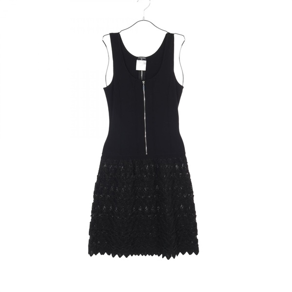 CHANEL Sleeveless Dress P29673K00236 Rayon Black Used Women size 36