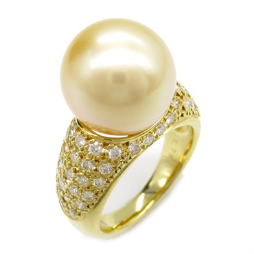JEWELRY White butterfly pearl Ring 18KYG Yellow Gold Used women US size 5.5