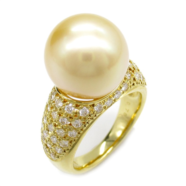 JEWELRY White butterfly pearl Ring 18KYG Yellow Gold Used women US size 5.5