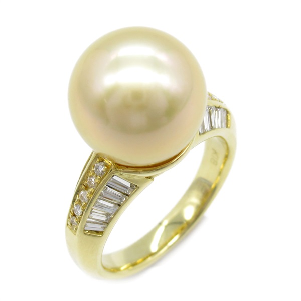 JEWELRY White butterfly pearl Ring Diamond 18KYG Gold Used women US size 5.75
