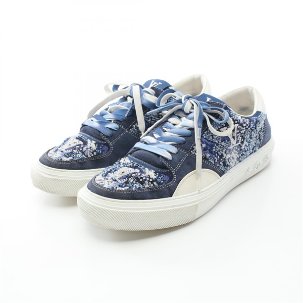 LOUIS VUITTON LV Oriline sneakers Suede leather Fabric Navy white Used mens #9