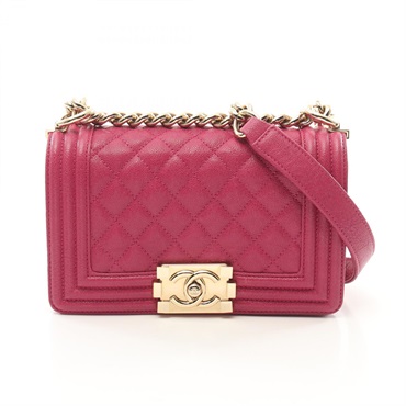 CHANEL Boy Chanel Small Shoulder Bag A67085 leather Pink Used Women GHW CC
