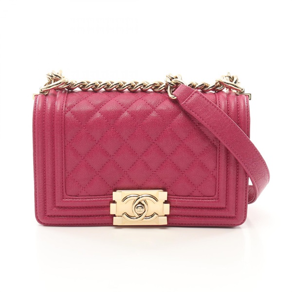 CHANEL Boy Chanel Small Shoulder Bag A67085 leather Pink Used Women GHW CC