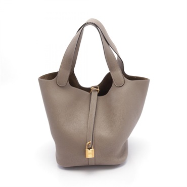 HERMES Picotin Lock MM Hand bag D Togo leather Gris asphalt Used GHW