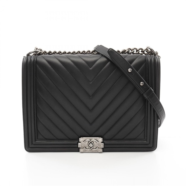 CHANEL Boy Chanel Large Chevron V Stitch chain Shoulder Bag A67087 Lambskin BK