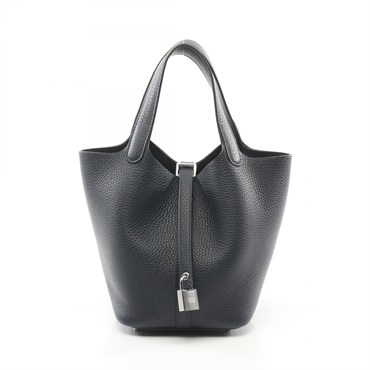 HERMES Picotin Lock PM Hand bag W Taurillon Clemence blue Navy Used SHW