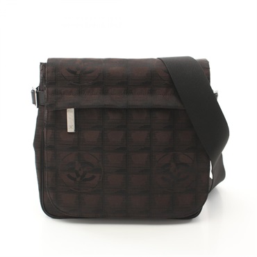 CHANEL New travel line Shoulder crossbody Bag A29347 Nylon canvas Brown BK Used