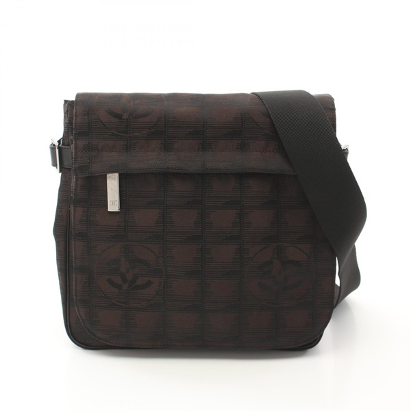 CHANEL New travel line Shoulder crossbody Bag A29347 Nylon canvas Brown BK Used