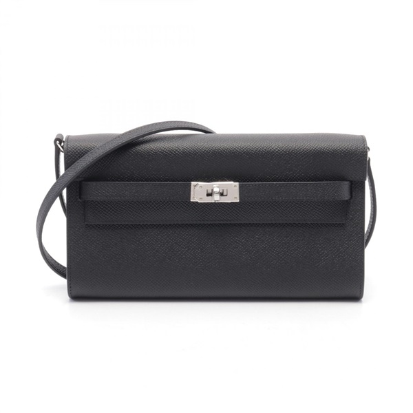 HERMES Kelly to go Shoulder Crossobody Bag W Epsom Epsom Black Used SHW