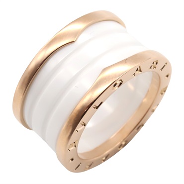 BVLGARI B-zero1 ceramic Ring 18KPG Pink Rose Gold Used unisex US size 6 #53