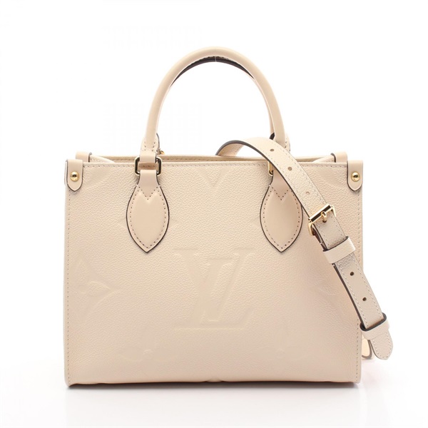 LOUIS VUITTON On the Go PM 2way Handbag M46569 Monogram leather Beige Used Women