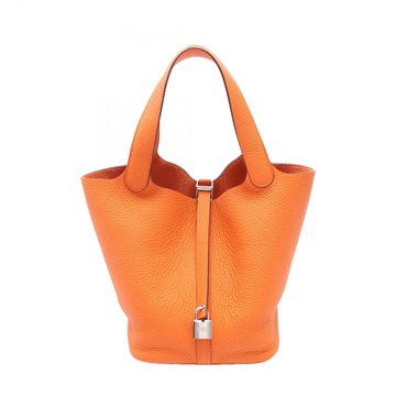 HERMES Picotin Lock MM Hand bag U Taurillon Clemence Feu Used SHW