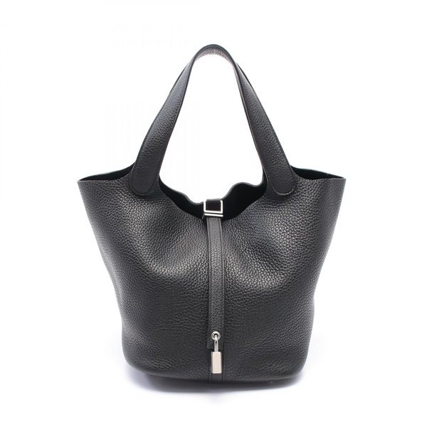 HERMES Picotin Lock MM Hand bag Z Taurillon Clemence Black Used SHW