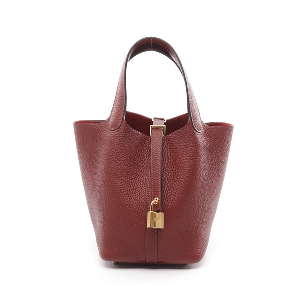 HERMES Picotin Lock PM Handbag Clemence leather Rouge H Used Women GHW U
