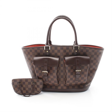 LOUIS VUITTON Manosque GM Hand tote bag N51120 Damier canvas leather Brown Ebene