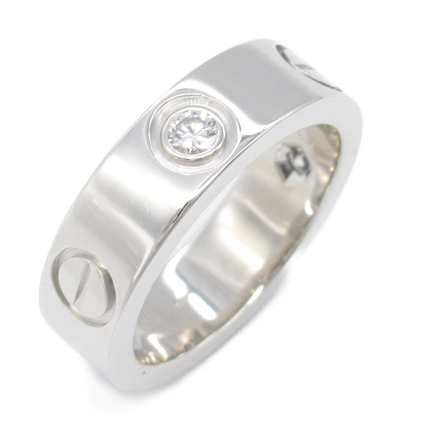 CARTIER Love ring 3P Diamond 18KWG White Gold Used unisex US size 4.75 #48
