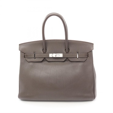 HERMES Birkin 35 Handbag Clemence leather Beige Etain Used Women O SHW