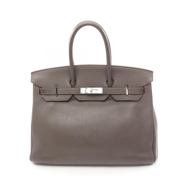 HERMES Birkin 35 Handbag Clemence leather Beige Etain Used Women O SHW