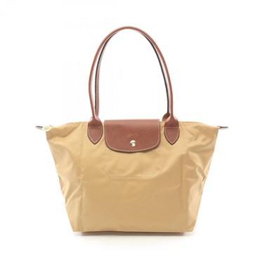 Longchamp LE PLIAGE ORIGINAL M Shoulder Tote Bag A canvas leather Beige Used