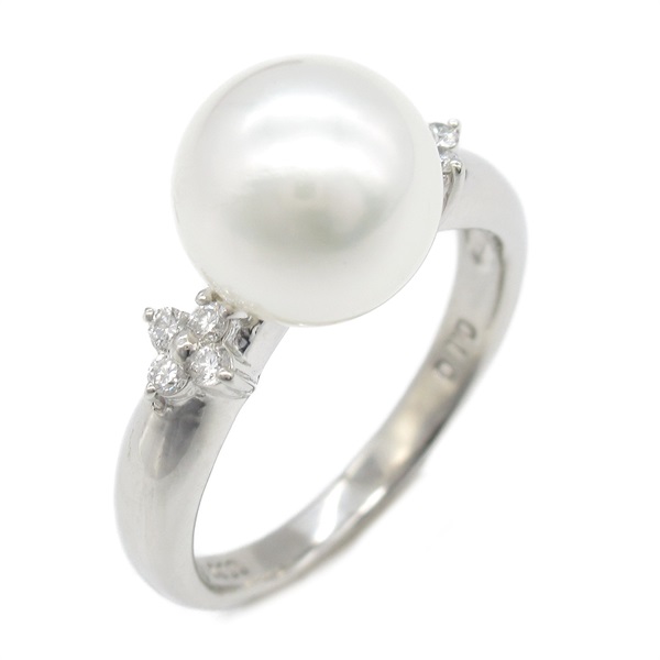 JEWELRY Akoya pearl Diamond Ring Pt900 Platinum white Used women US size 4.75