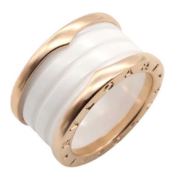 BVLGARI B-zero1 ceramic Ring 18KPG Pink Rose Gold White Used Unisex US size 6