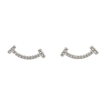 TIFFANY＆CO T smile Diamond Pierced earrings 18KWG White Gold Used women