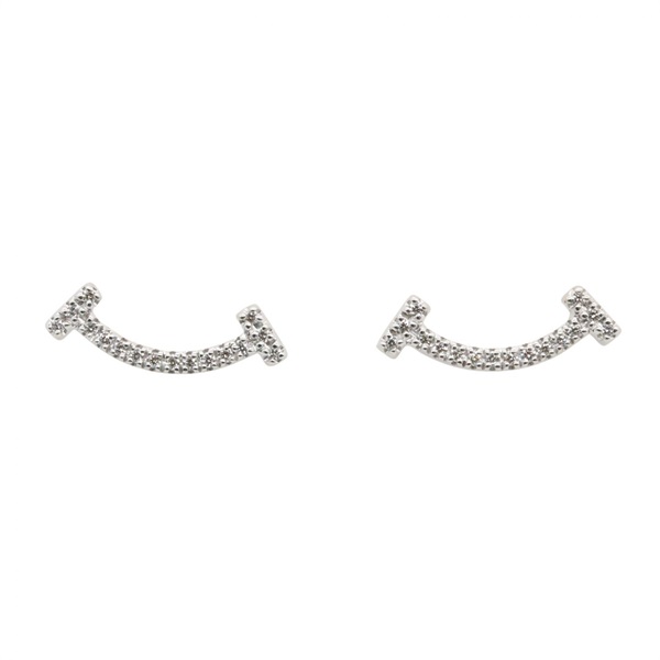 TIFFANY＆CO T smile Diamond Pierced earrings 18KWG White Gold Used women